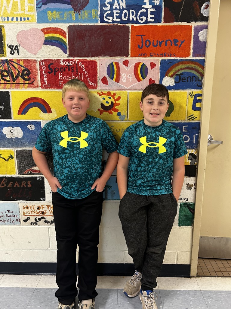 Students in blue shirts