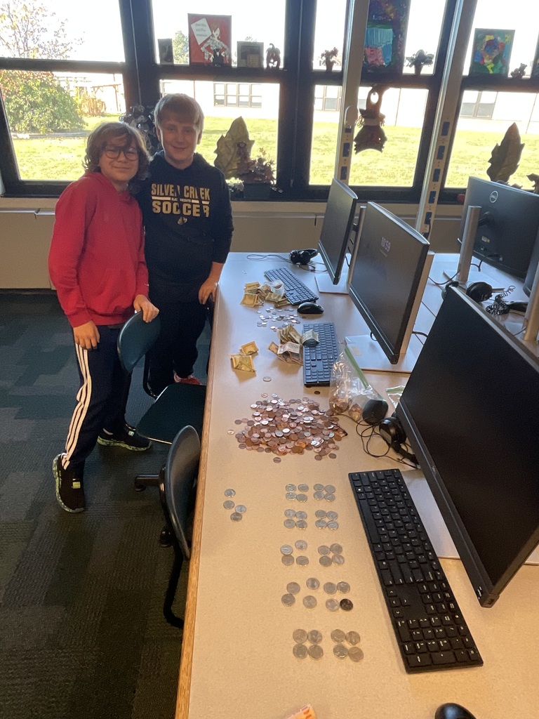students counting coins