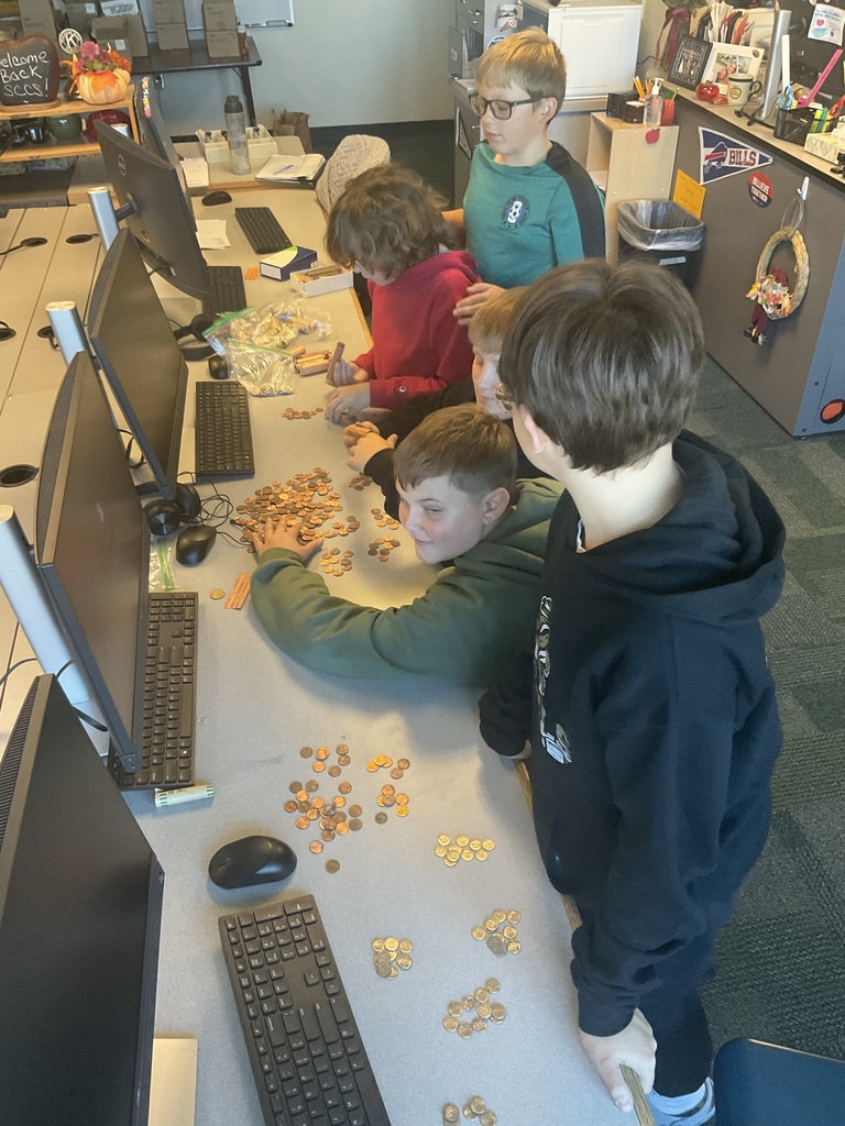 students counting coins