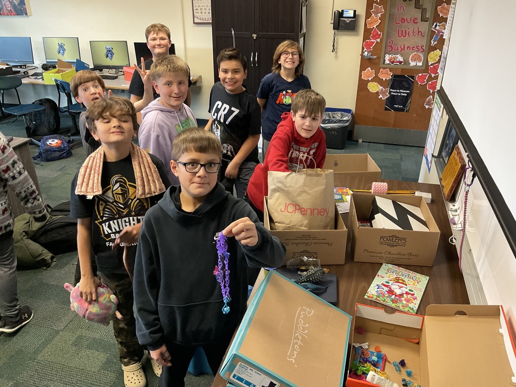 students filling boxes