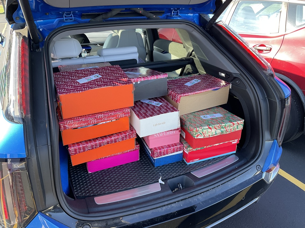 wrapped boxes in car trunk