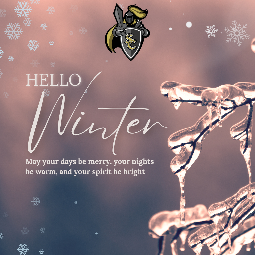 Winter Begins post with snowflakes and icicles 