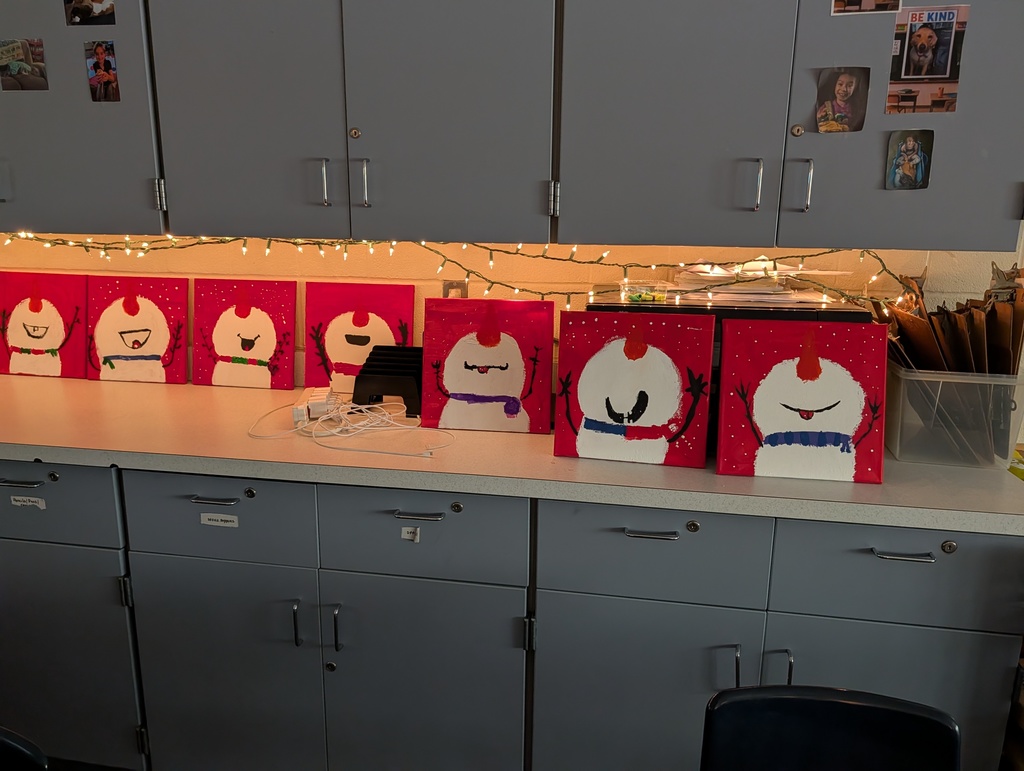 finished snowman paintings