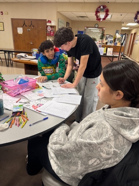 Students do activities. 