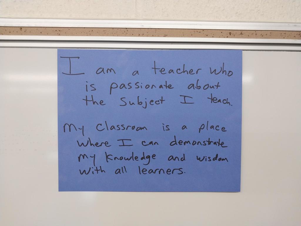 Mr. Vandette's "I Am" statement- I am a teacher who is passionate about my subject. 