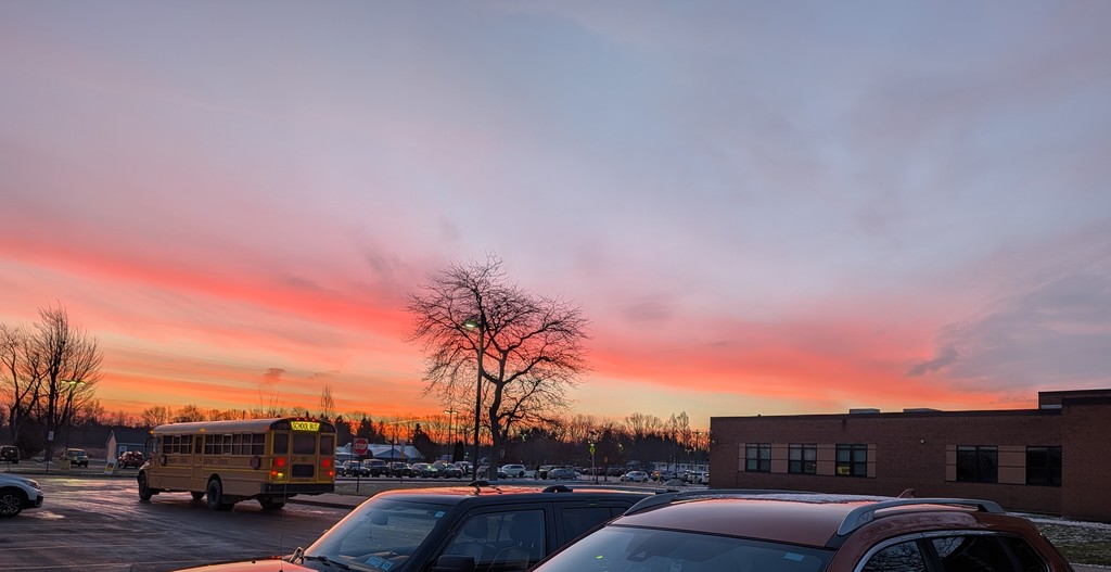 Sunrise over the parking lot 