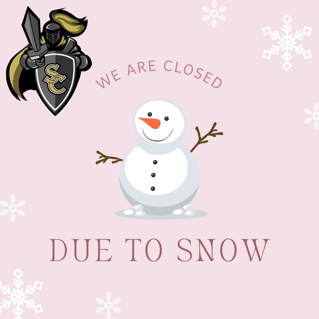 Pink background with snowman School Closed