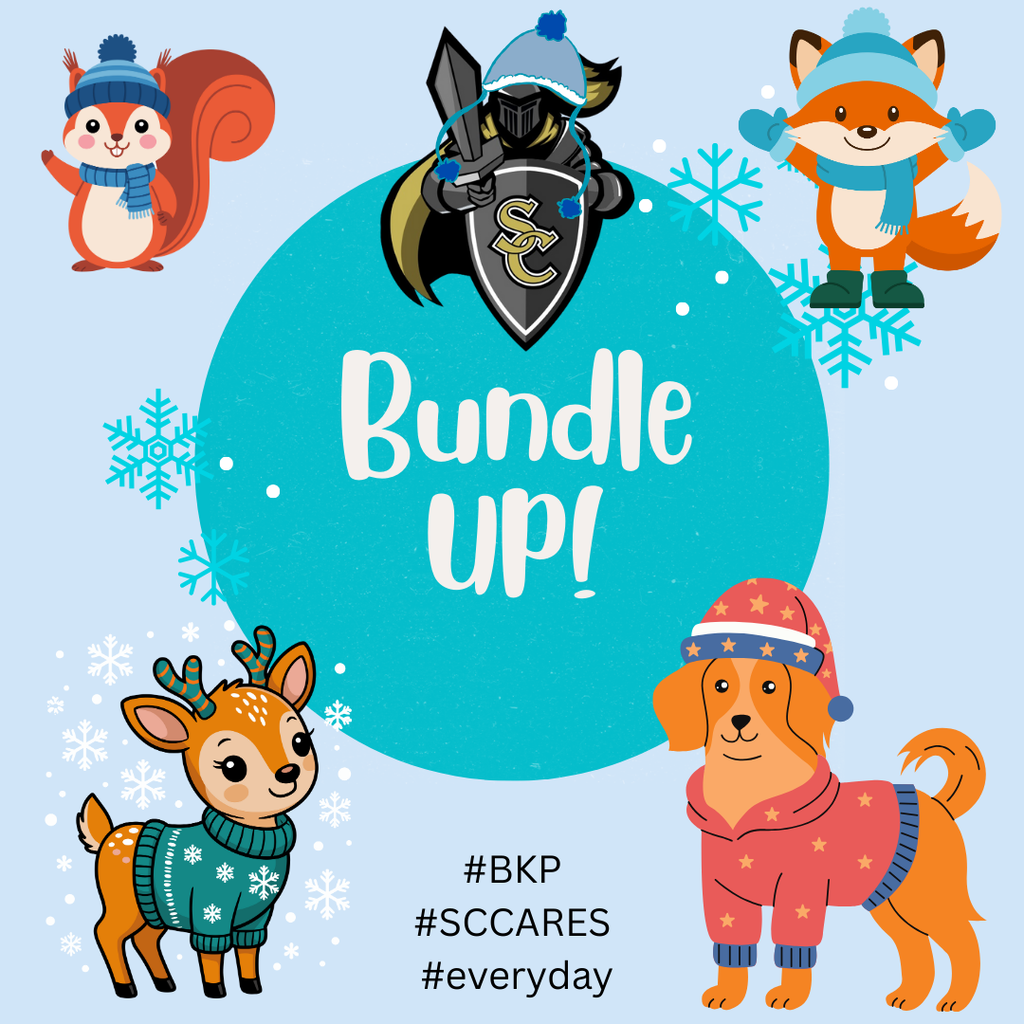 Animals in scarves and hats -bundle up reminder