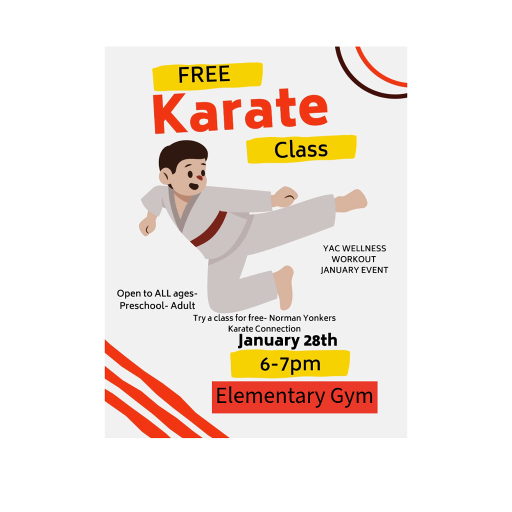 Karate Flyer Jan 28 at 6pm ES Gym
