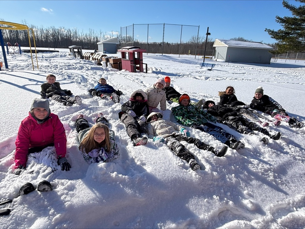 Class laying in snow