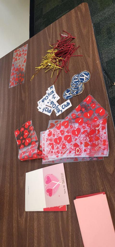 care package supplies laid out on table