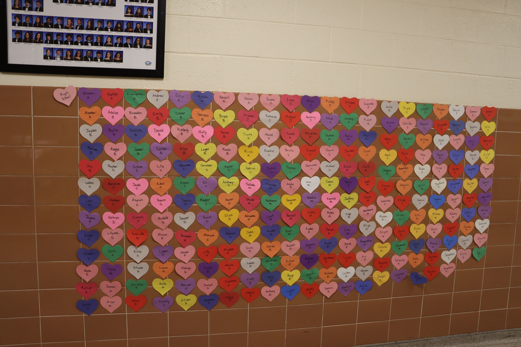 Hearts on the wall.