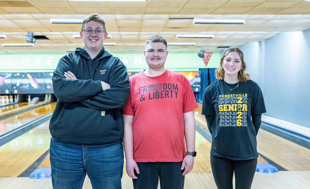 Unified Bowling Seniors posing in bowling alley