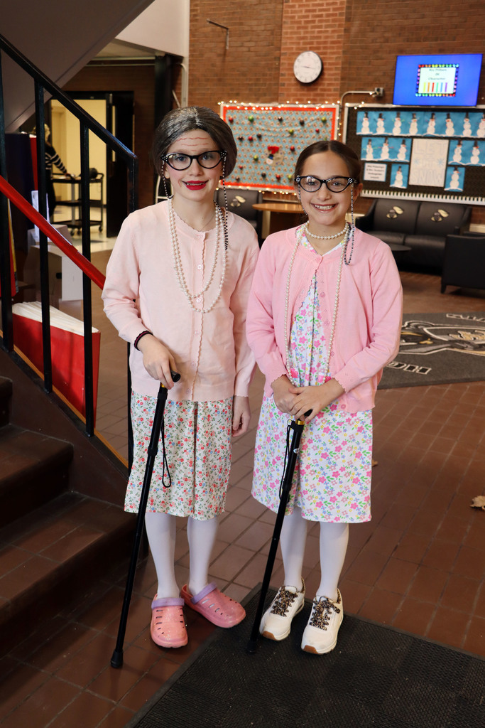 two girls dress as grannies
