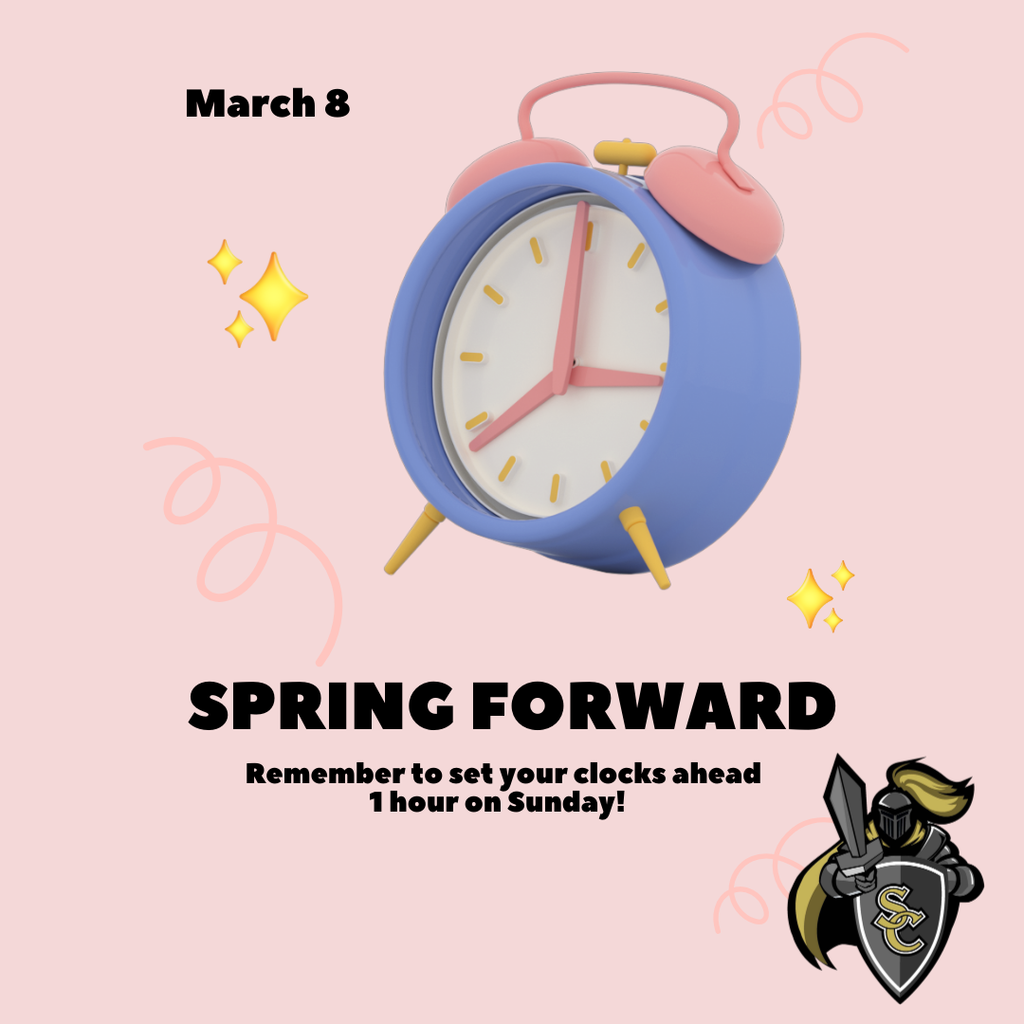 Spring forward alarm clock graphic