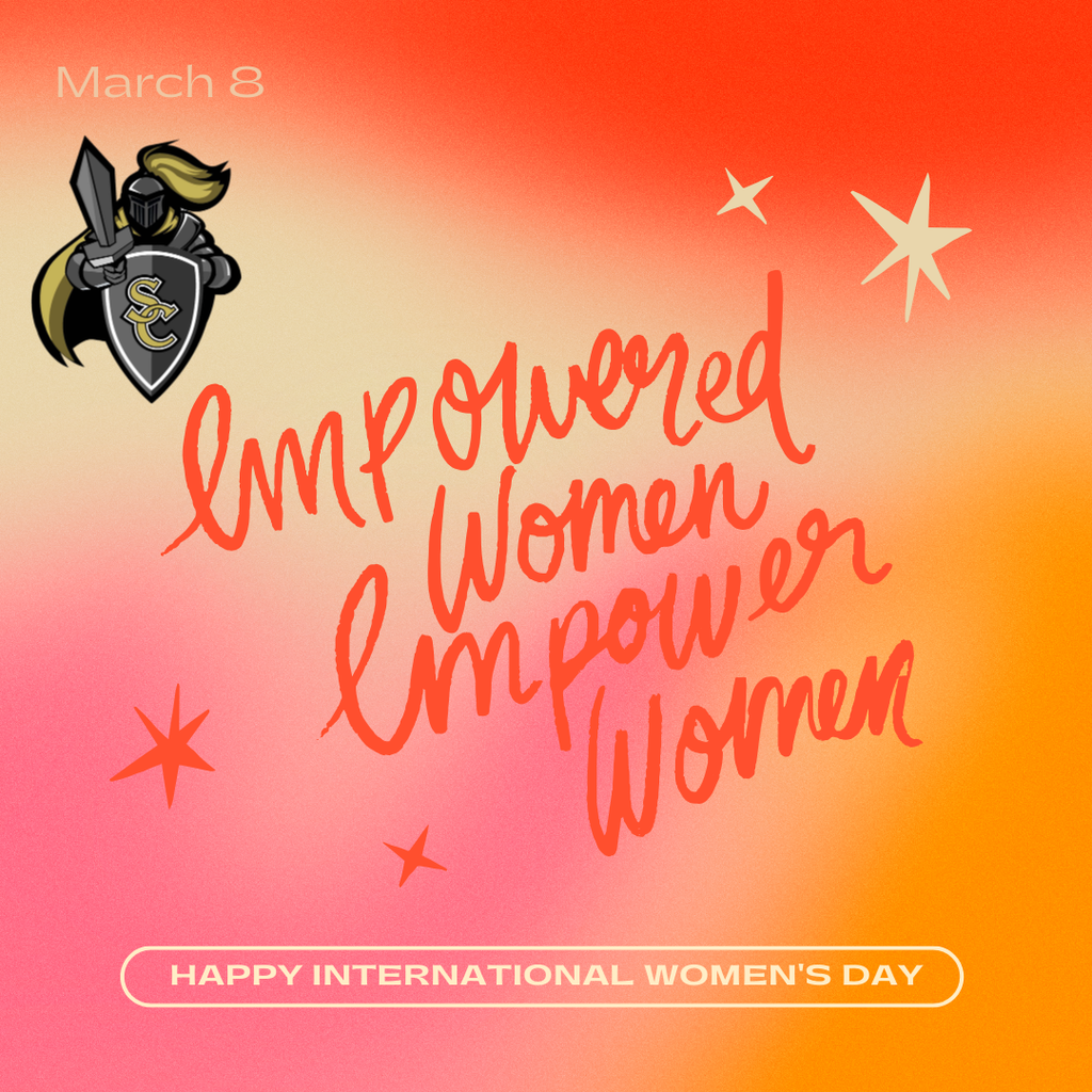 International Women's Day pink and orange graphic
