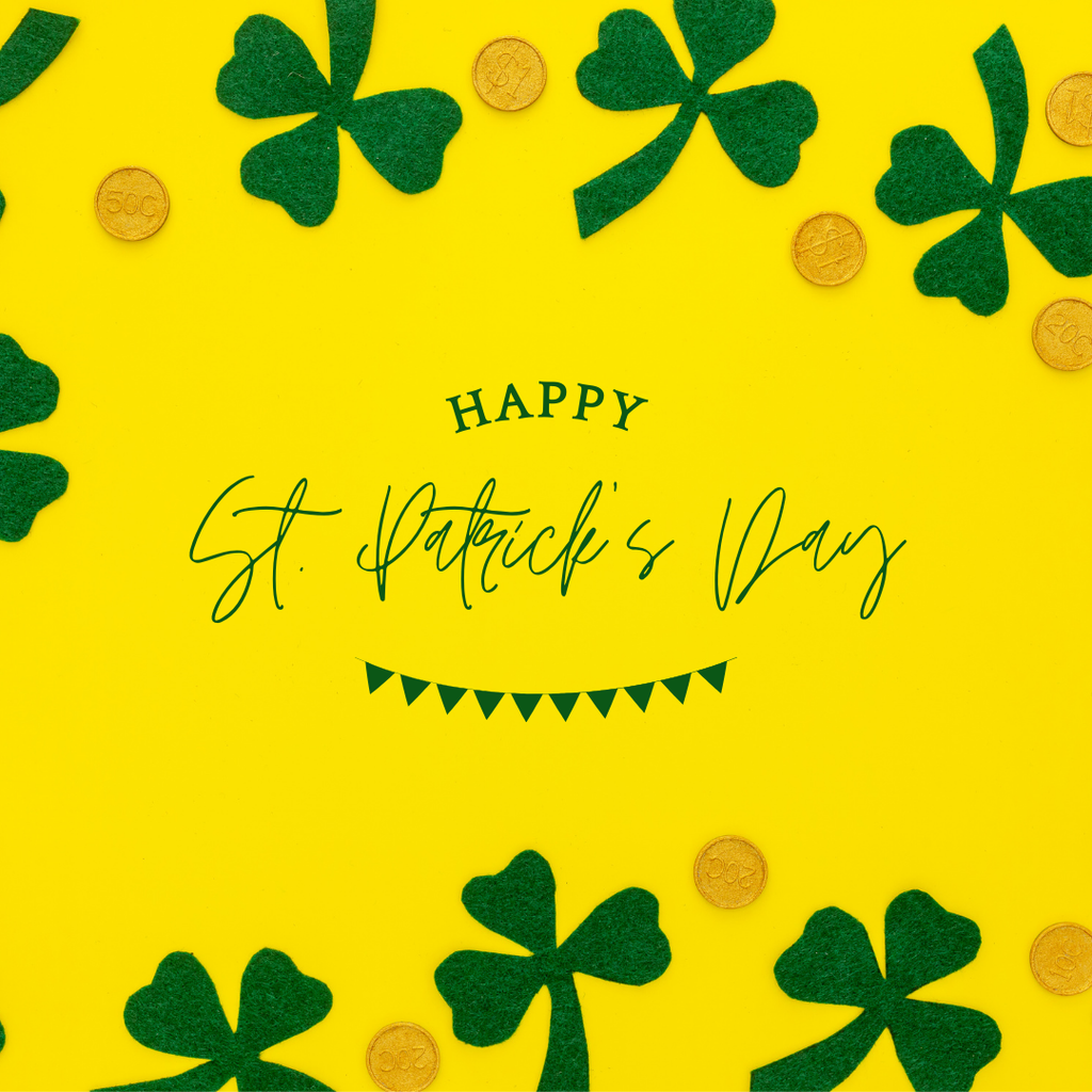 green and yellow graphic with clover