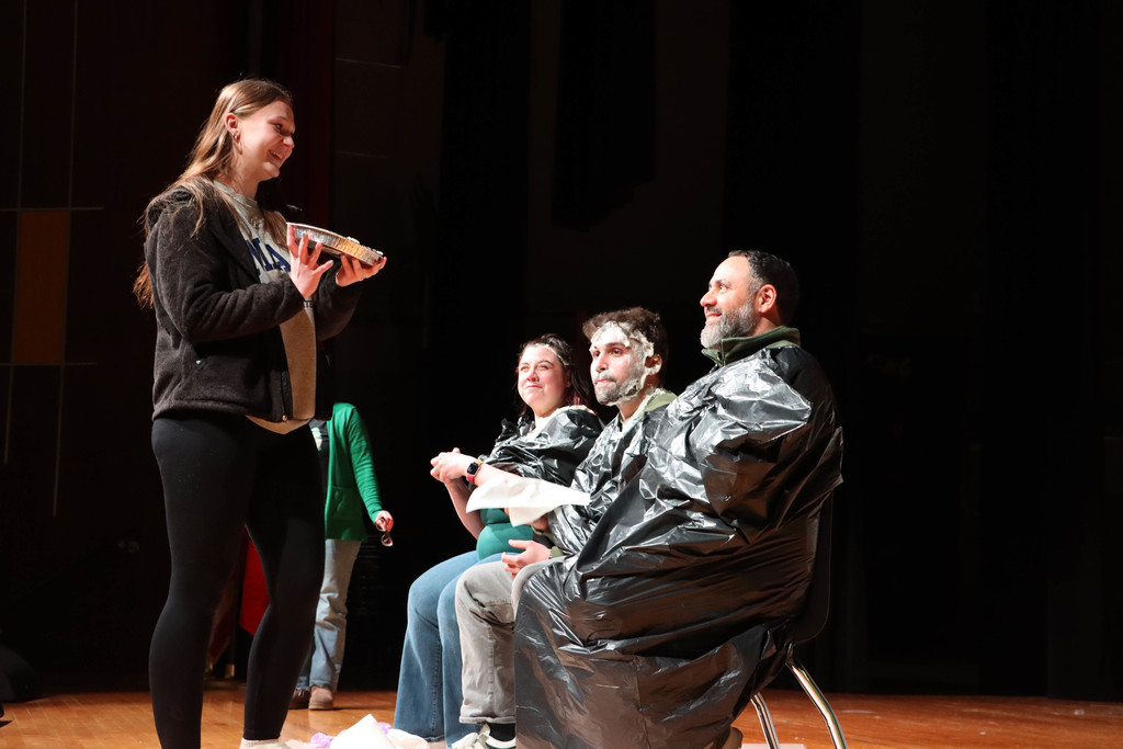 Mr. T is about to be pied. 