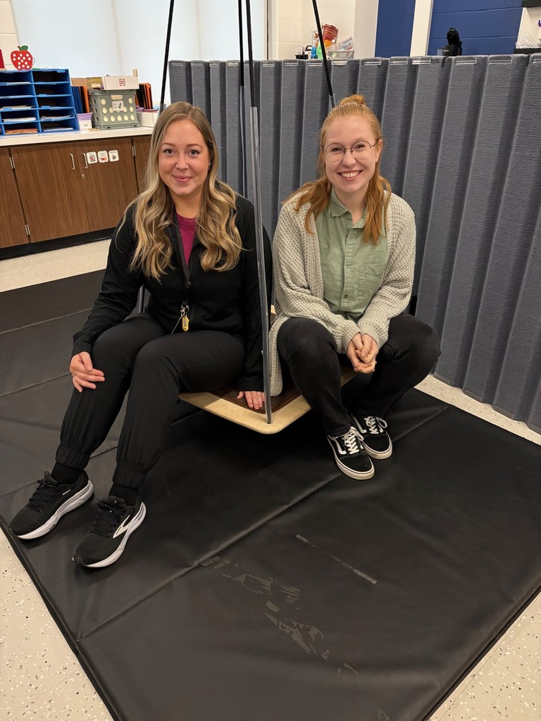 Miss TOnello and Miss SNyder sitting in a large swing