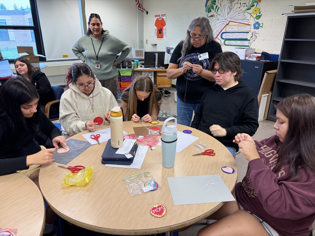 students learn beading
