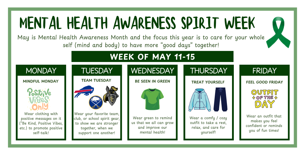 Mental Health Spirit Week flyer