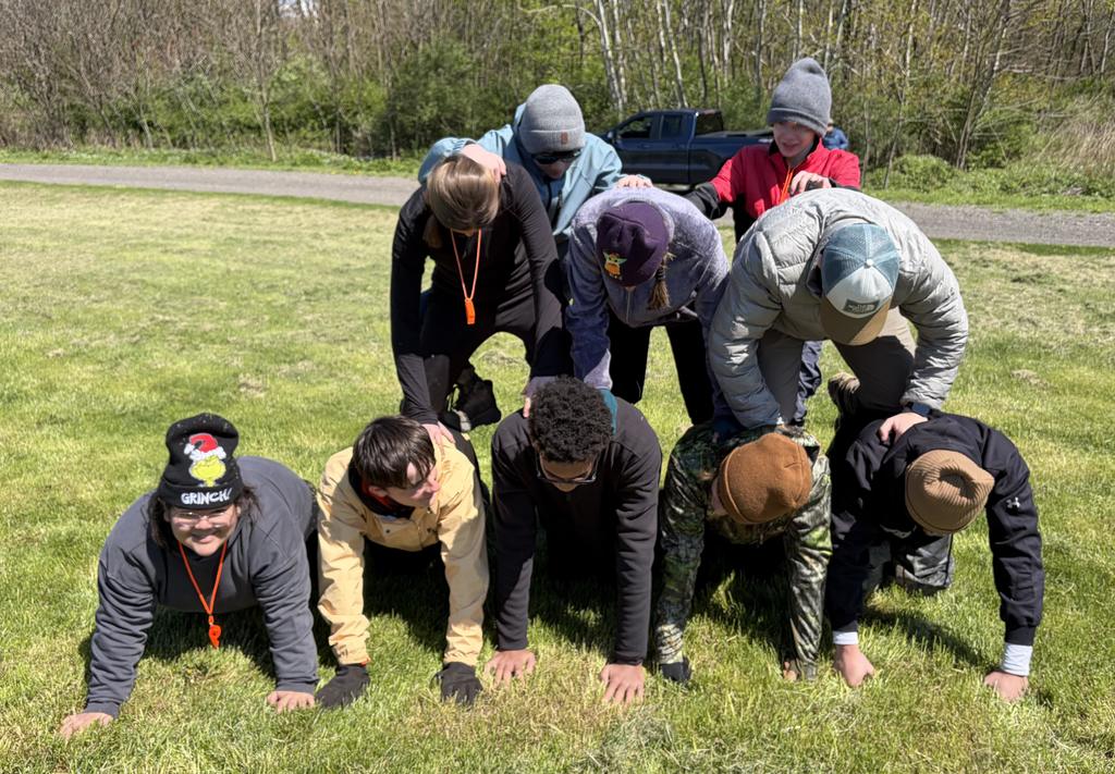 students in pyramid formation