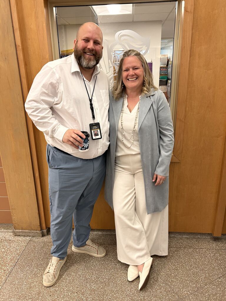 Mr. Miller and Mrs. Cookin white and light blue
