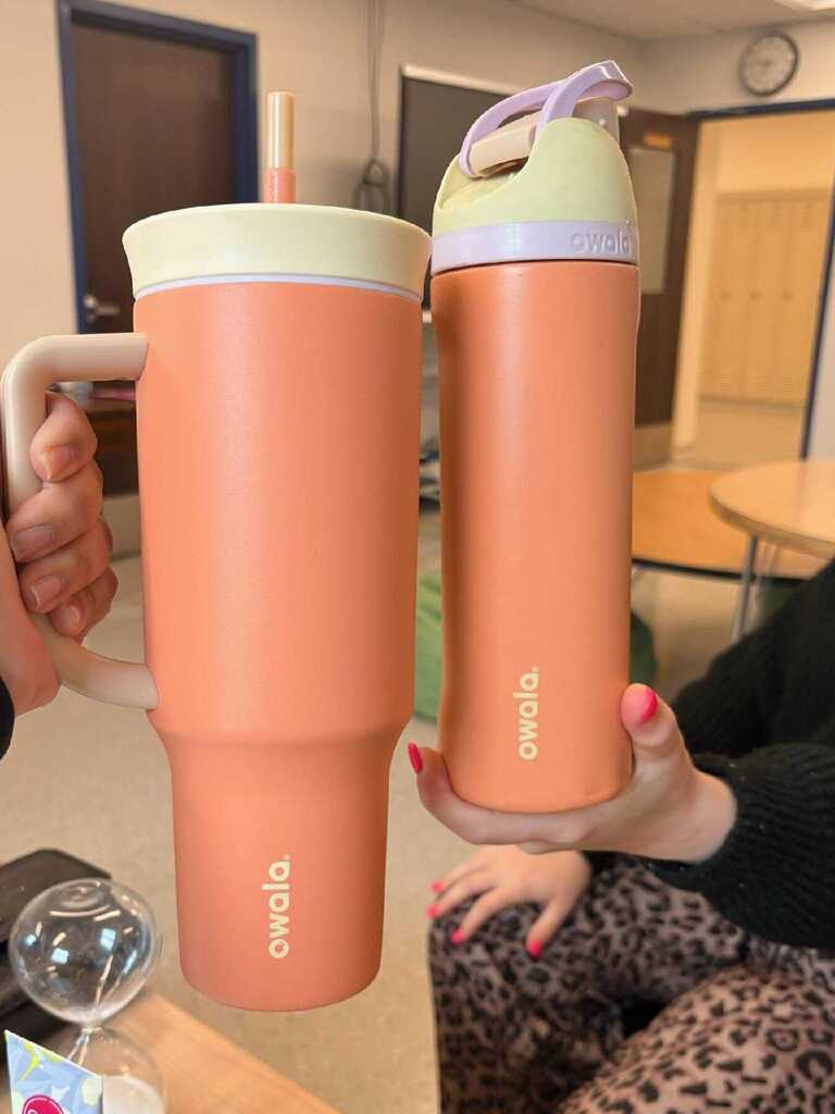 Matching water bottles coral color