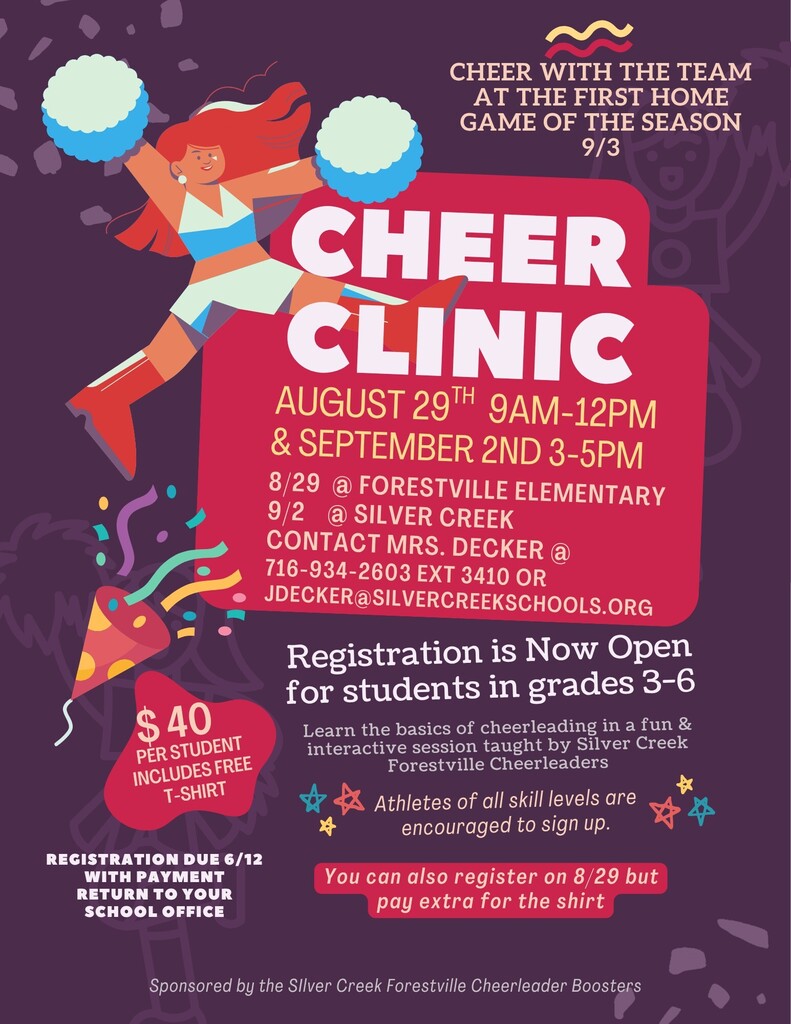 Cheer Clinic August 29 and September 2.