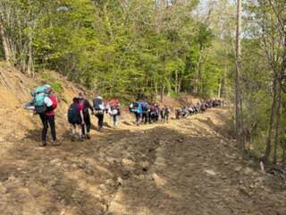 hiking up hill