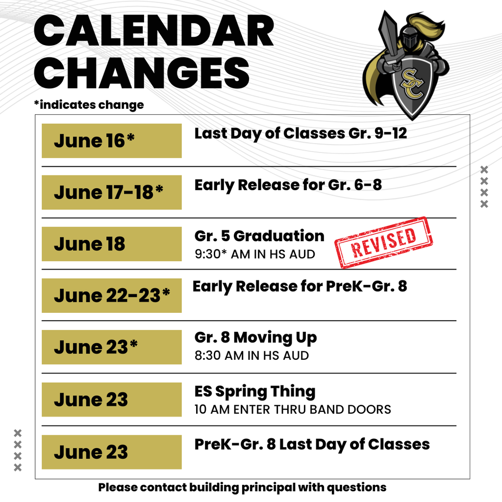 Revised end of year dates