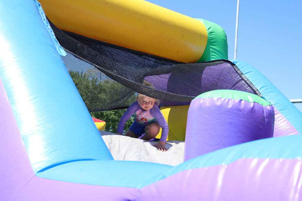 Student in bounce house. 