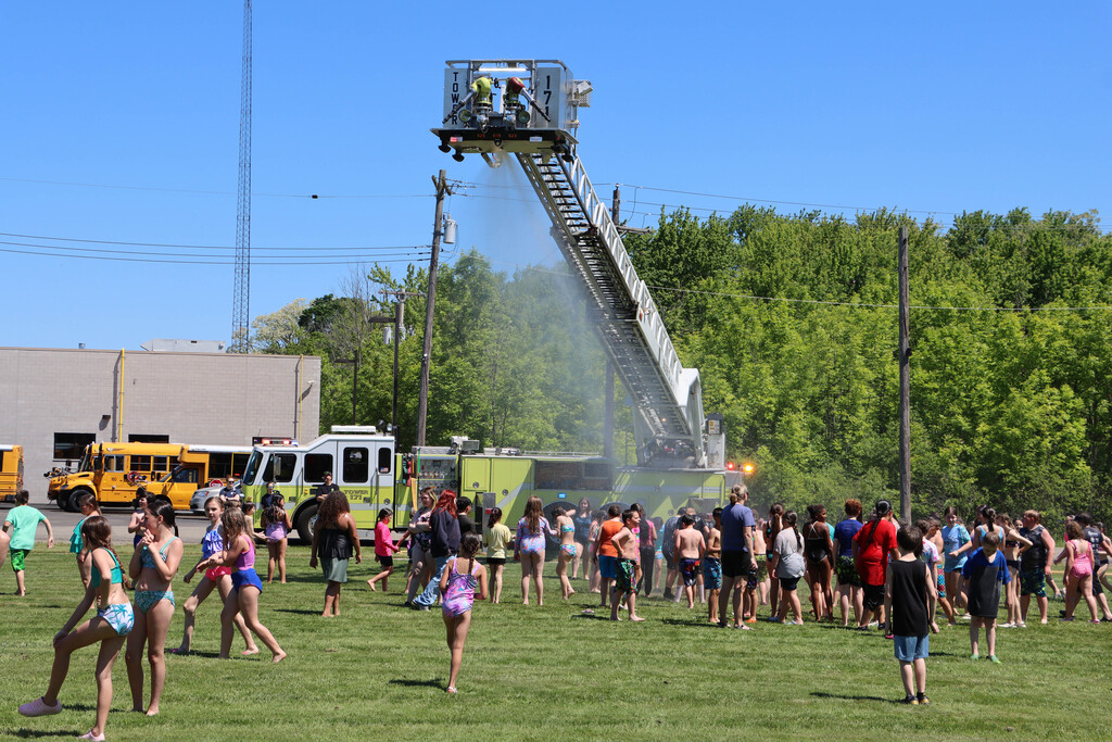 Fire department spray. 