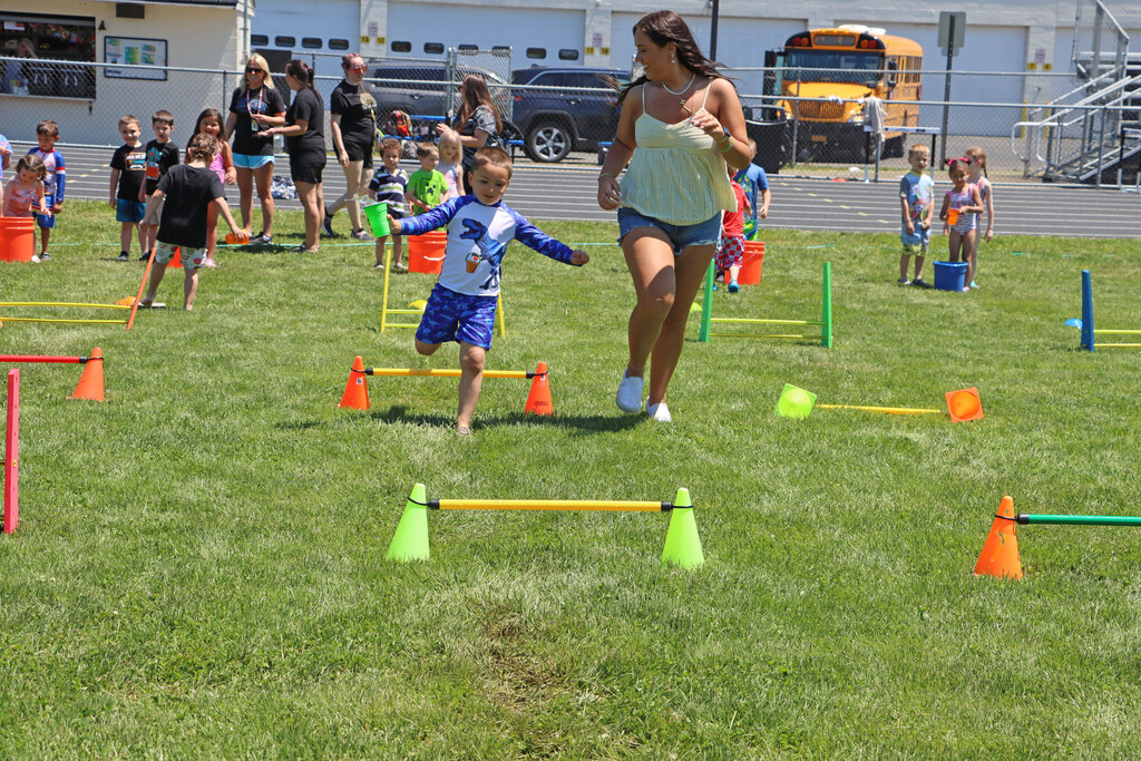 Running an obstacle course. 