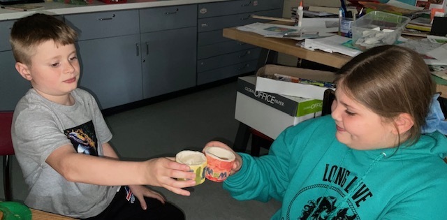 Enjoying tea time. 