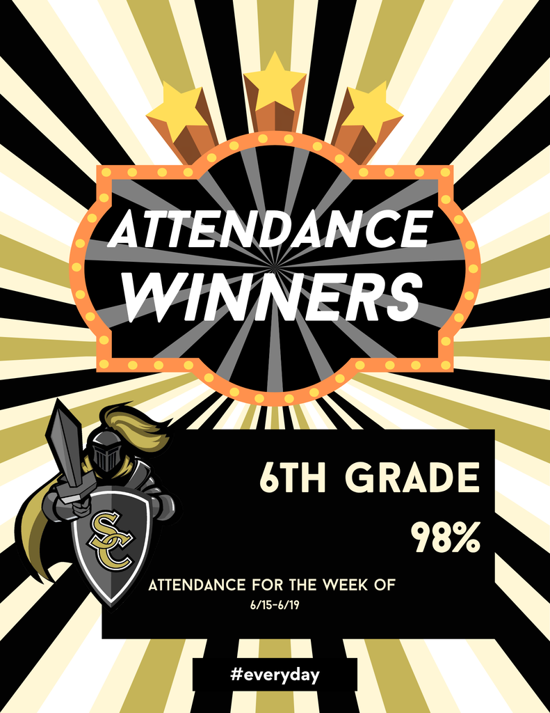 6th grade attendance winners June 15-19