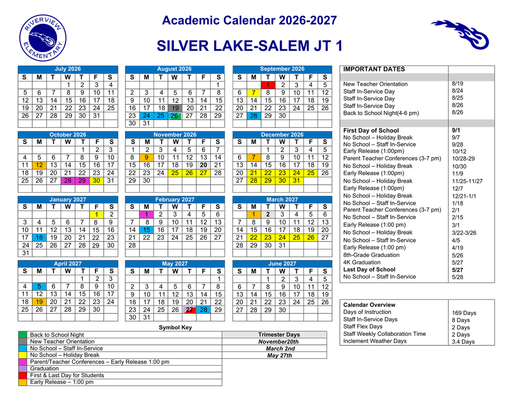 2026-2027 Riverview Calendar