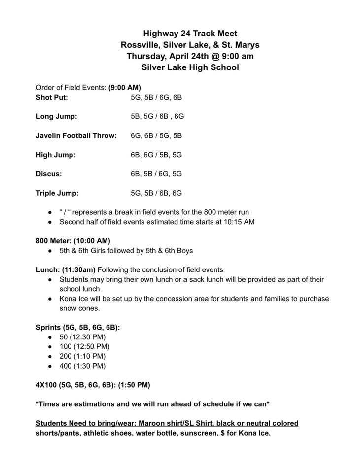 Track Schedule