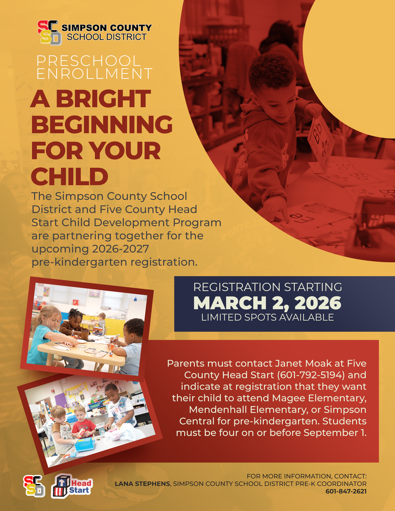 Pre-K Registration Information. For more information, contact 601-847-8000