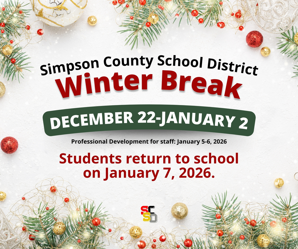 Reminder: All SCSD schools and offices will be closed December 22-January 2. Students return to school on January 7, 2026. We wish everyone a safe and joyful holiday season!