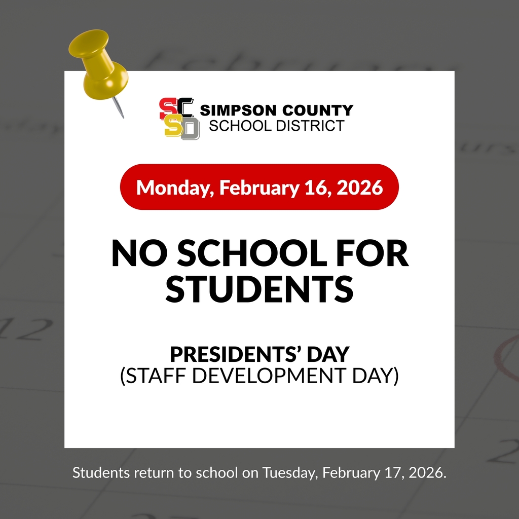 There will be no school for students on Monday,  February 16, 2026. Students return to school on Tuesday, February 17, 2026.