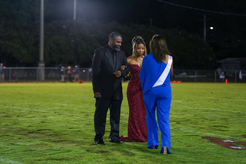 Homecoming maid during halftime at the homecoming game.