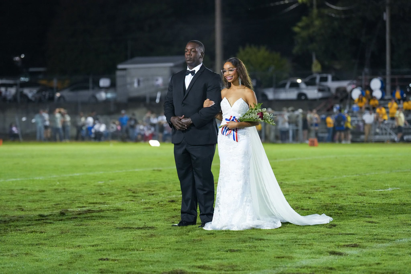 Homecoming maid during halftime at the homecoming game.