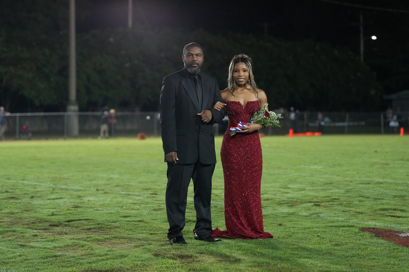 Homecoming maid during halftime at the homecoming game.