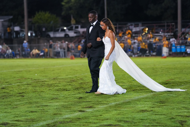 Homecoming maid during halftime at the homecoming game.