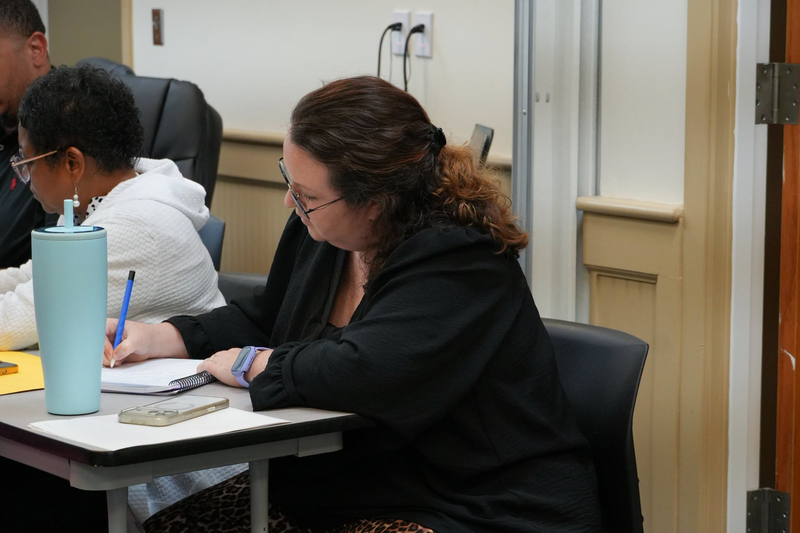A lady writing