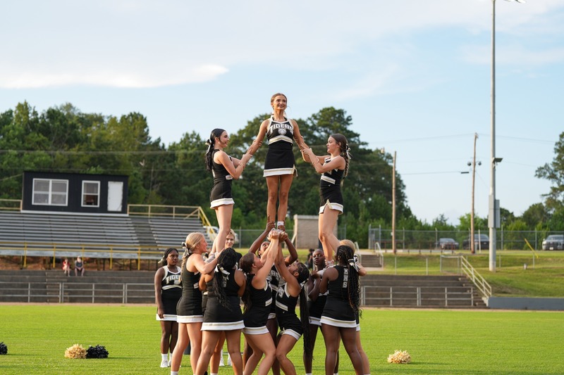 Cheerleaders performing