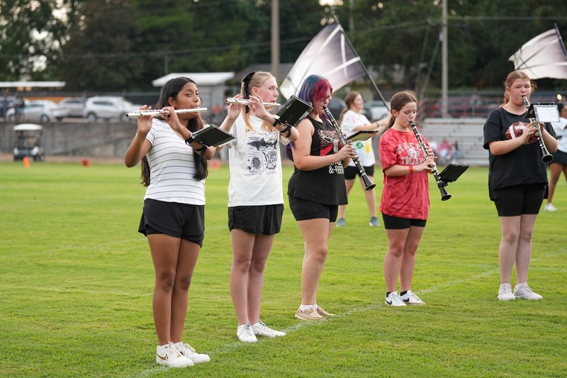 Marching band performing