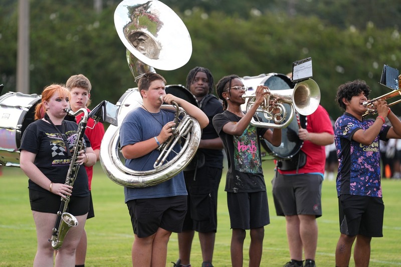 Marching band performing