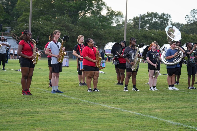 Marching band performing